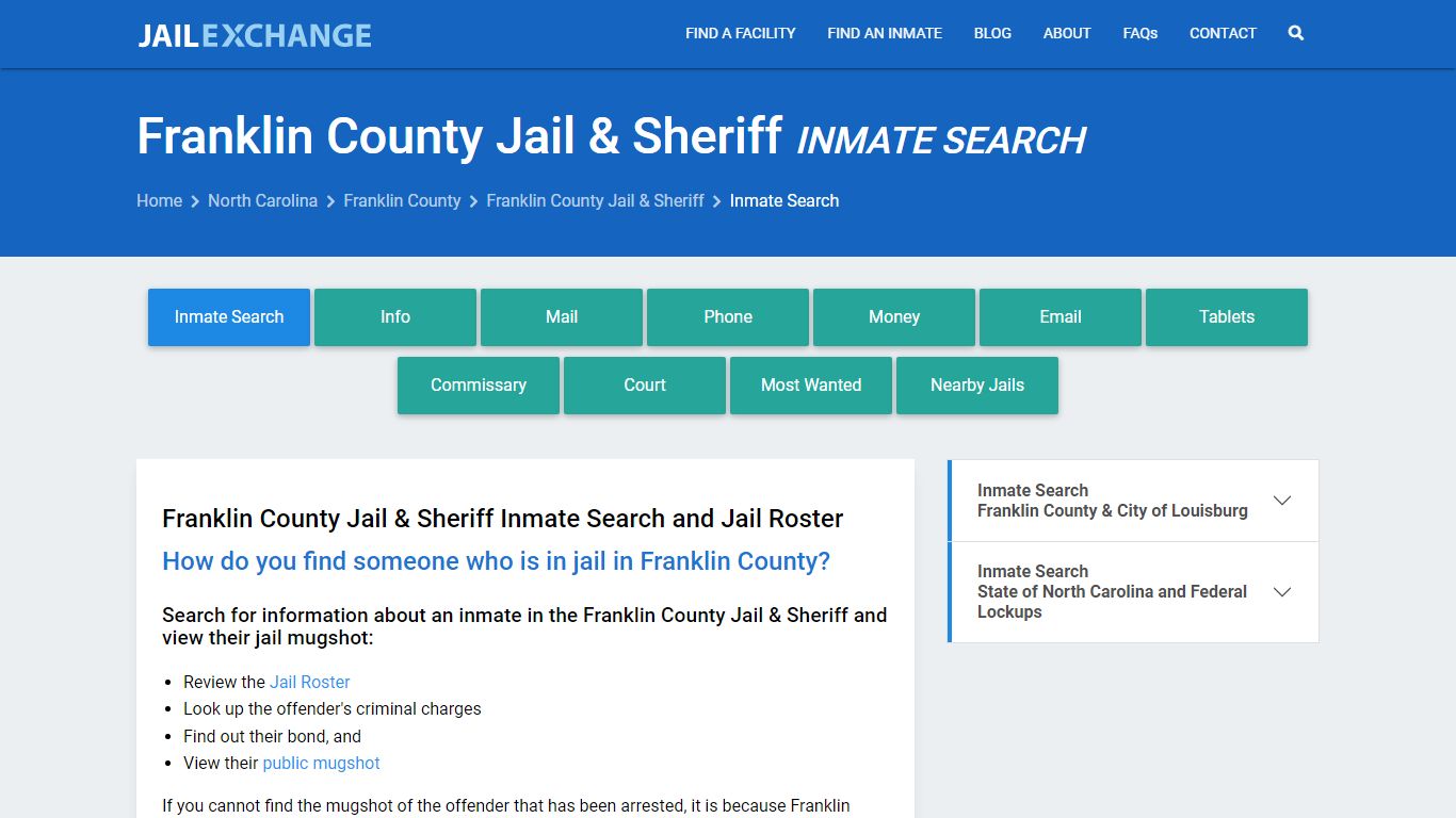 Inmate Search: Roster & Mugshots - Franklin County Jail & Sheriff, NC